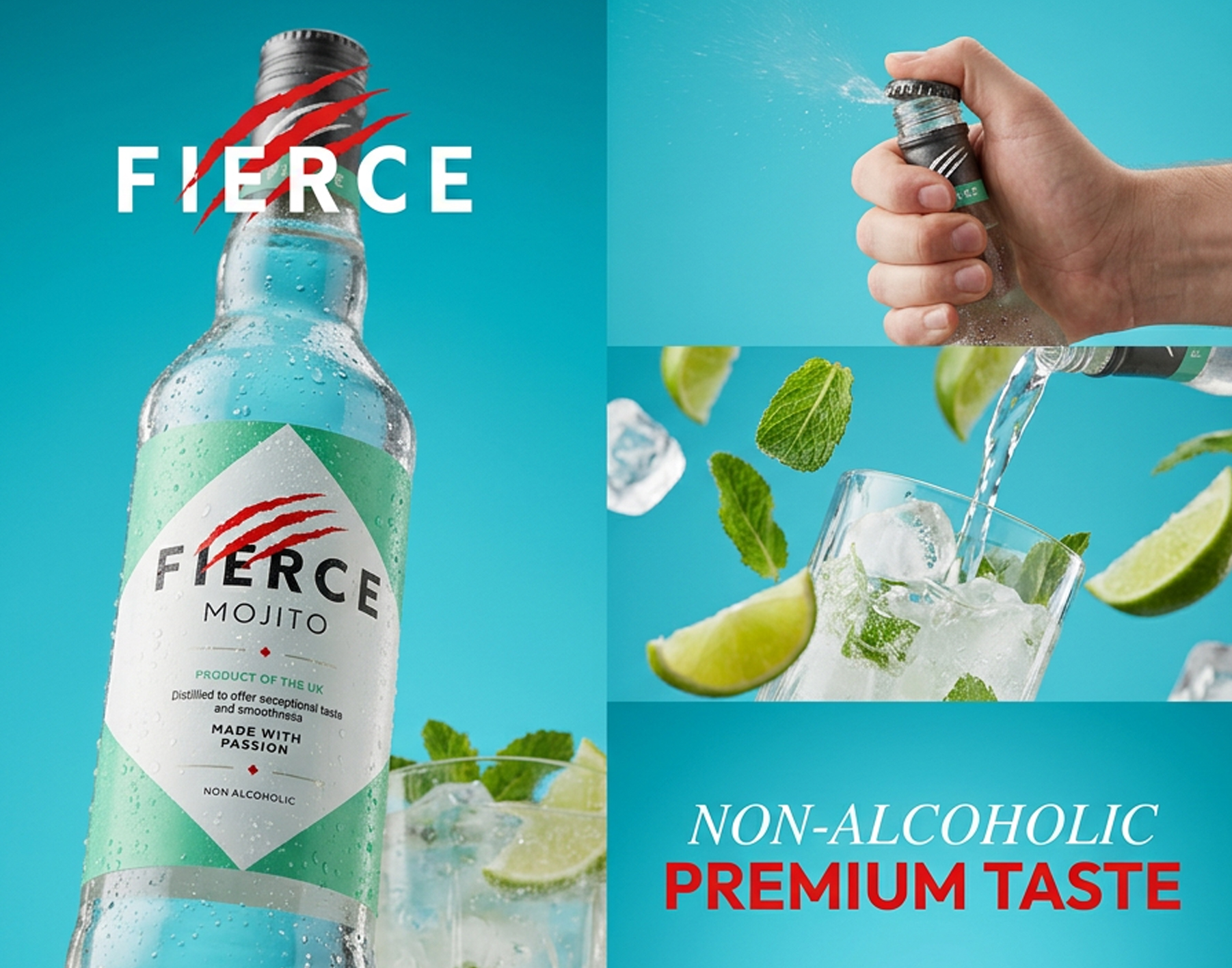 fierce mojito branding alcohol free drink packaging design by red chilli design